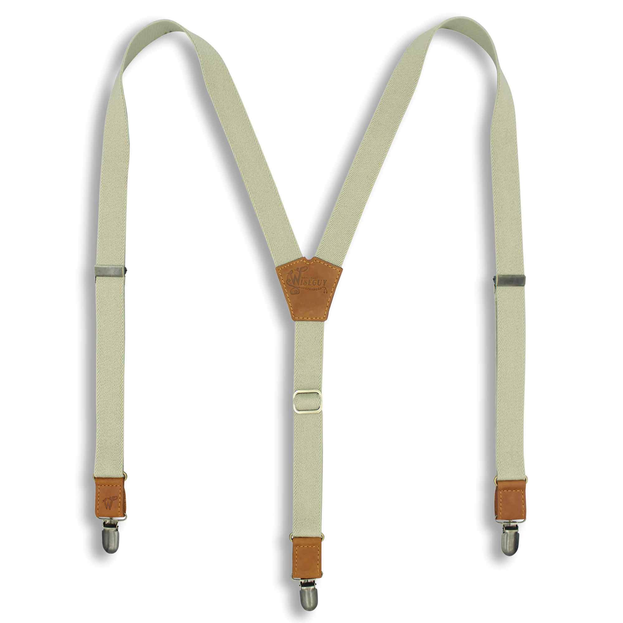 Desert Sand Formal Suspenders with Camel Brown Leather Parts 1 inch - Wiseguy Suspenders