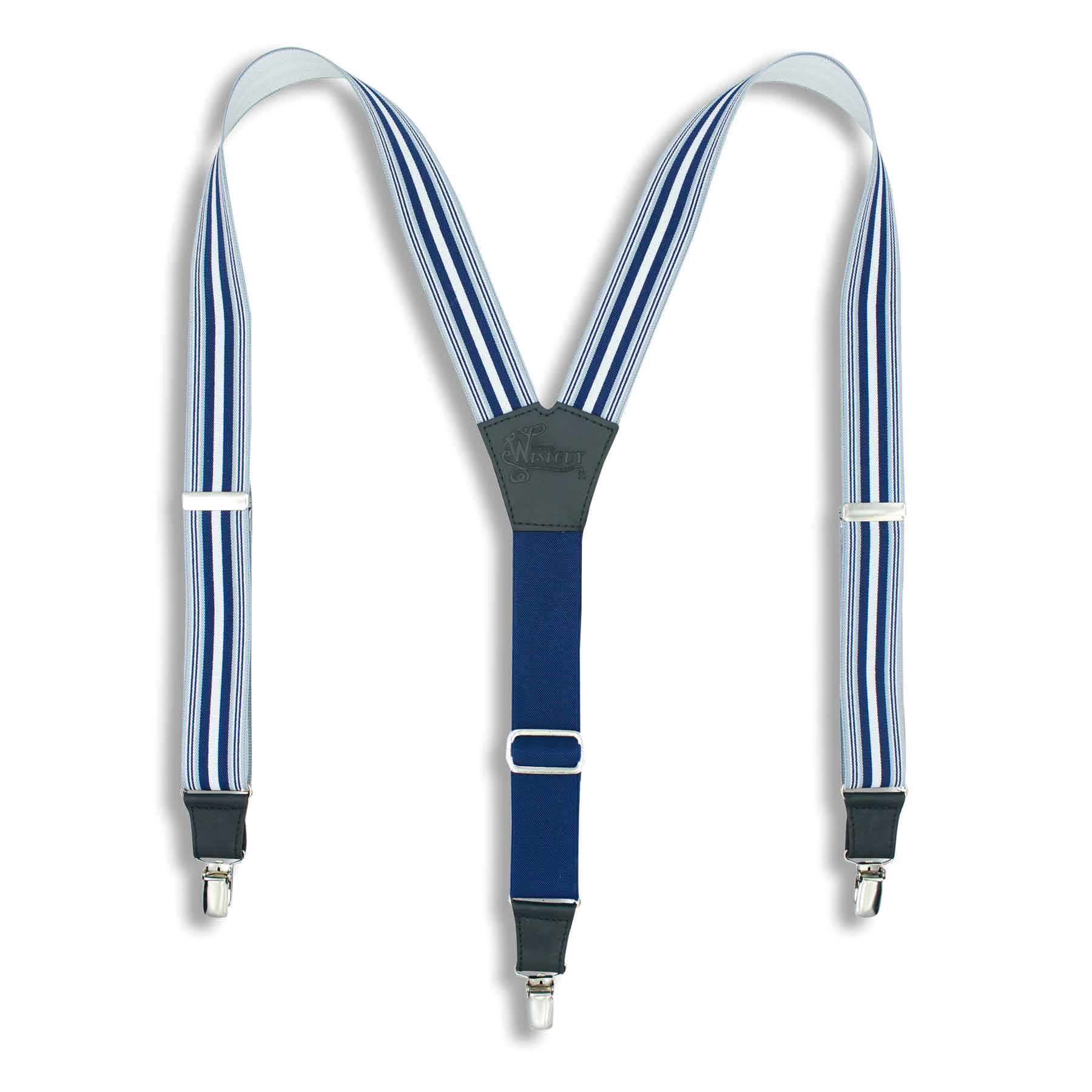 Multitrack Blues Striped Suspenders wide straps (1.36 inch/3.5 cm) - Wiseguy Suspenders